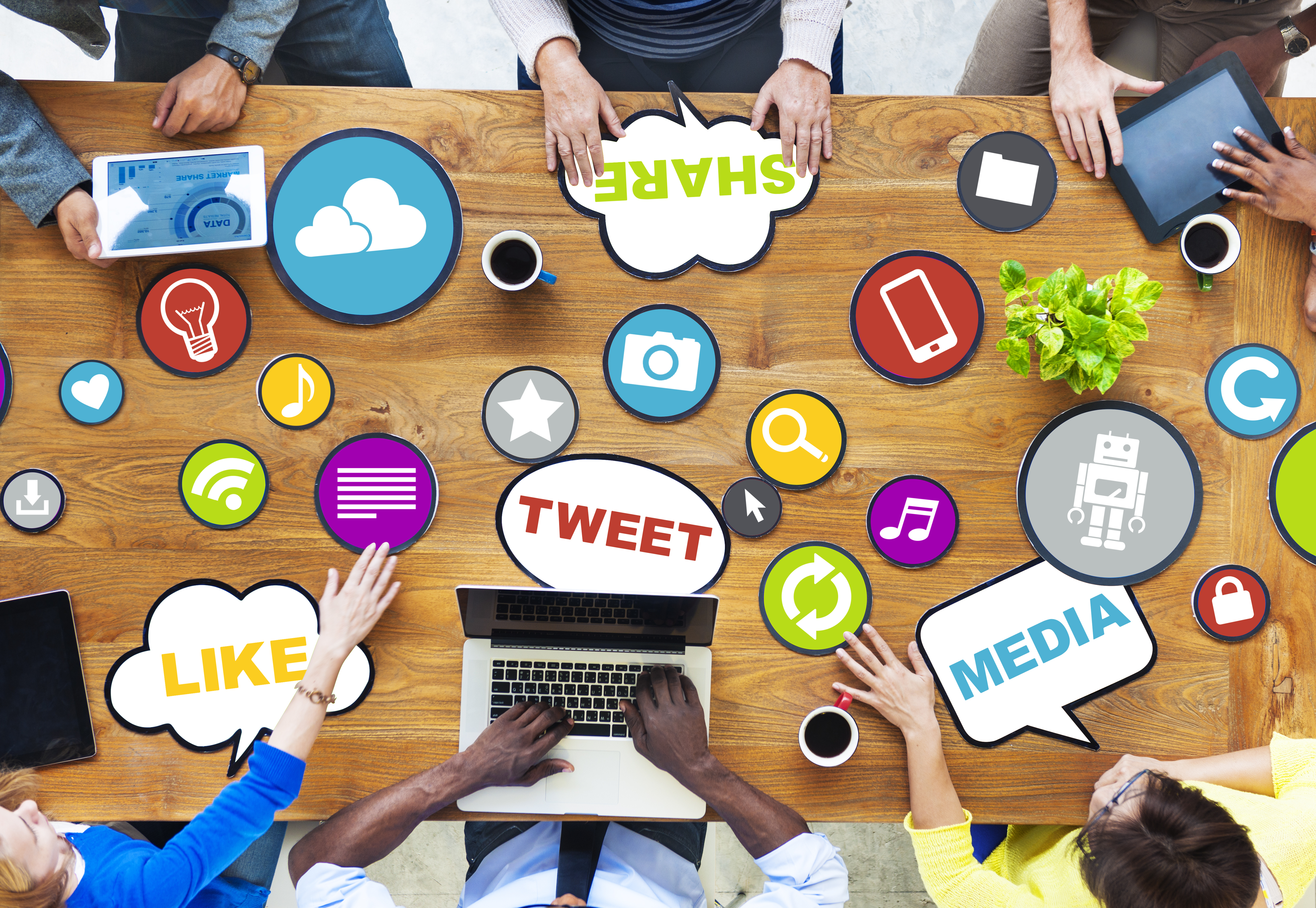 table displaying social media images